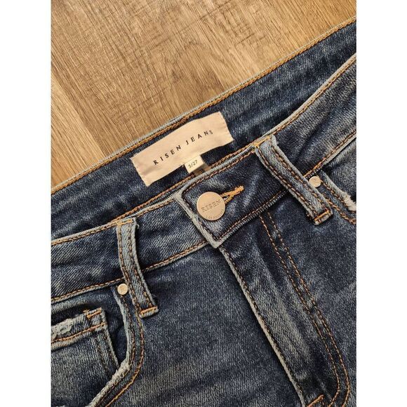 Risen Sequin Mid-rise Straight leg jean stretch cotton blend denim size 27x28 - Picture 2 of 10